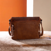 Trinity Ranch Genuine Hair-On Cowhide Tooled Collection Crossbody
