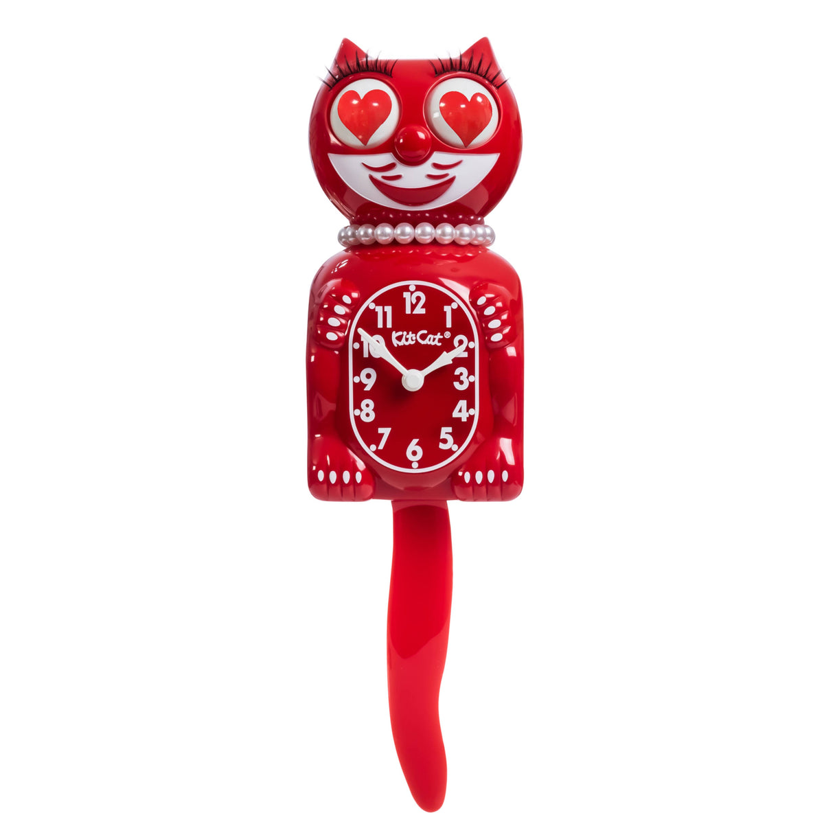 Classic Red Lady Kit Cat Klock - Heart Eyes