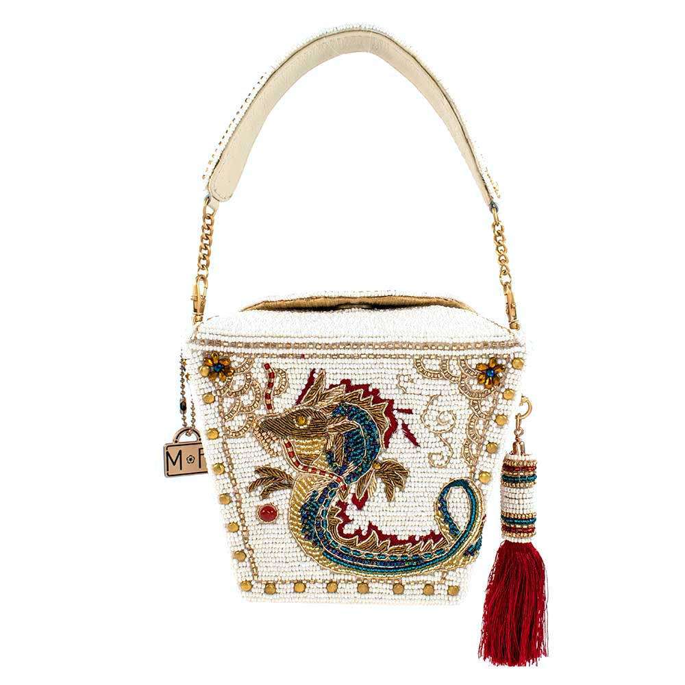 Noble Dragon Beaded Take-Out Container Top Handle Handbag