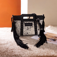 Genuine Cowhide Top Handle Fringe Crossbody