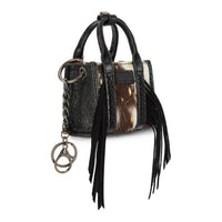 Wrangler Cowhide Mini Fringe Tote Bag Keychain