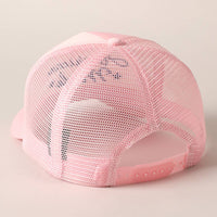 American Made Embroidery Mesh Back Trucker Hat : BABY PINK / ONE SIZE
