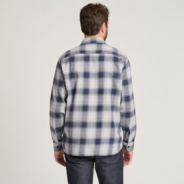 MEN'S PENDLETON PLAID BURNSIDE COTTON FLANNEL SHIRT-GREY/NAVY PLAID