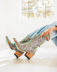 VICKSON EXOTIC BOOTIE - BLUE WATERCOLOR