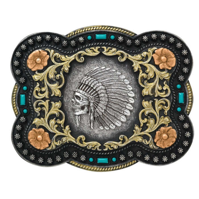 Native Chief Skull Buckle