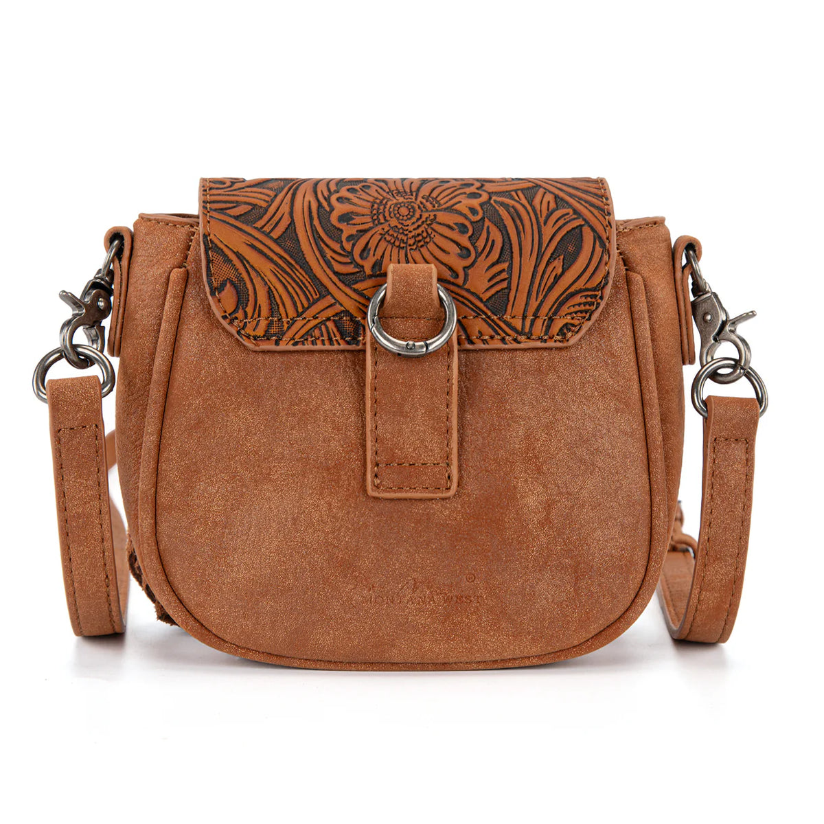 Montana West Floral Tooled Mini Fringe Crossbody Bag