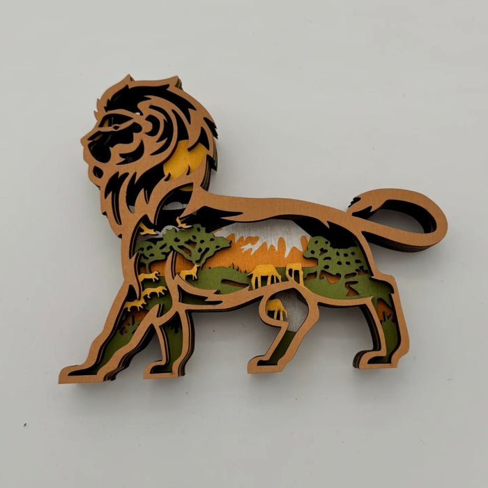 Small Lion Layered Wood Art