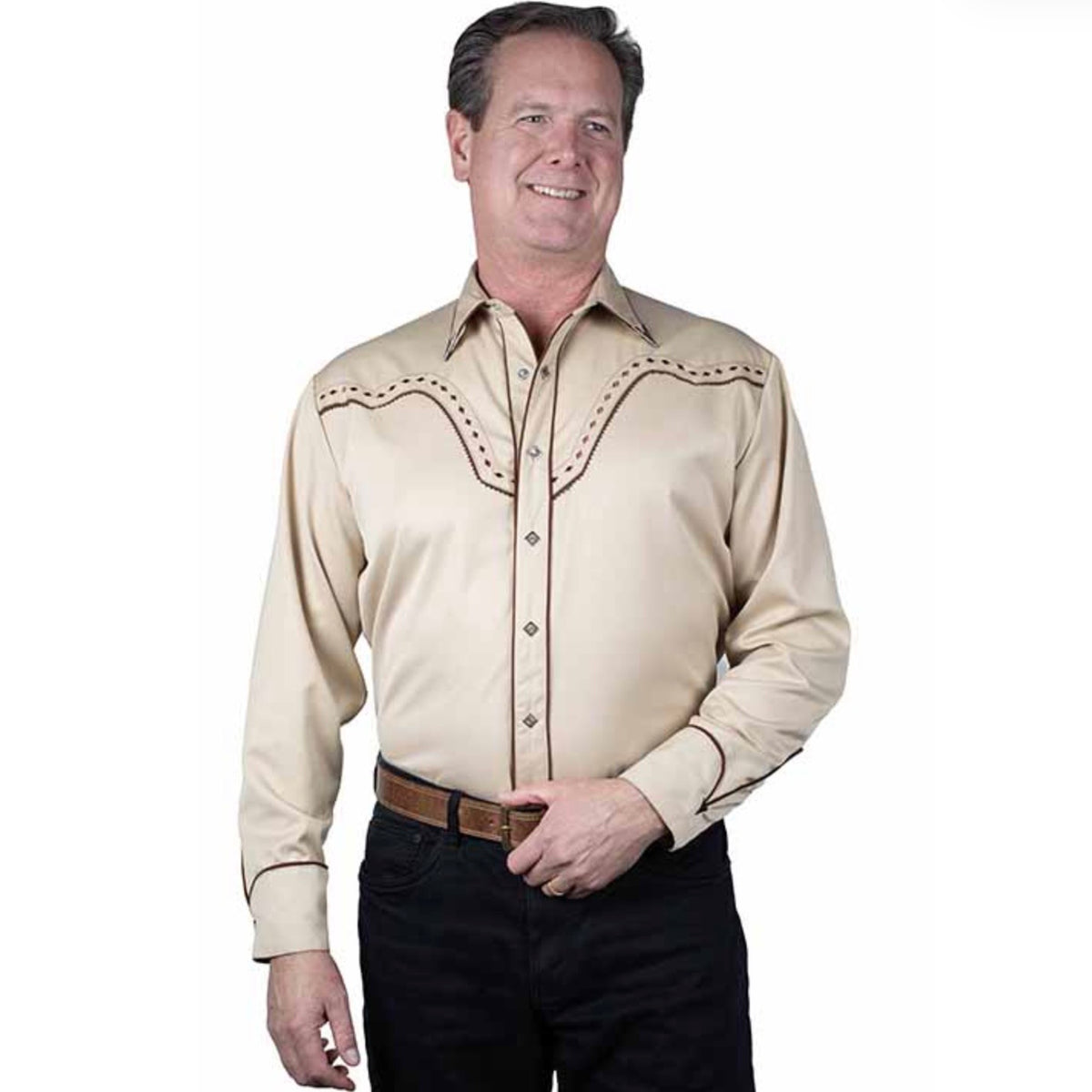 Scully Diamond Yoke Metal Collar Tip Snap Shirt