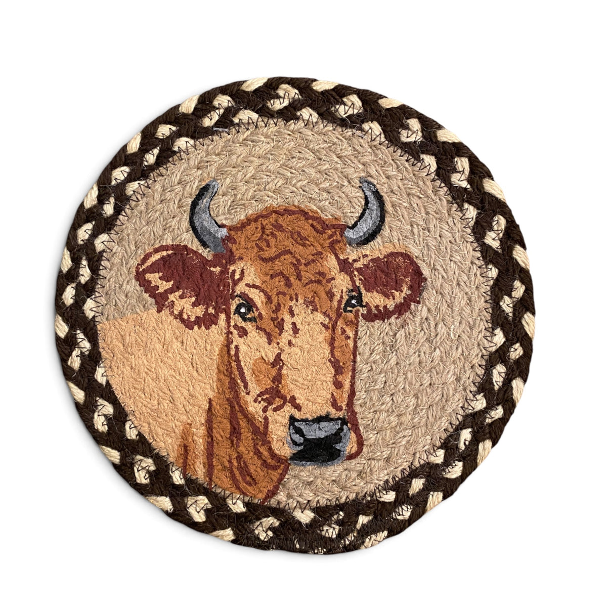 Hand Stenciled Wicker Mat 10 Inch