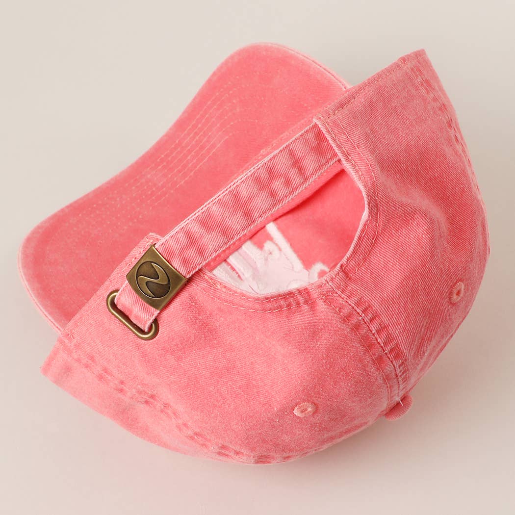 Spice Girl Typography Embroidered Baseball Cap: Coral / One Size