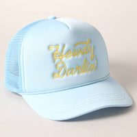 Howdy Darlin' Embroidered Mesh Back Trucker Cap: BLACK / One Size