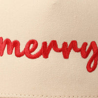 Merry Text Embroidery Canvas Baseball Cap
