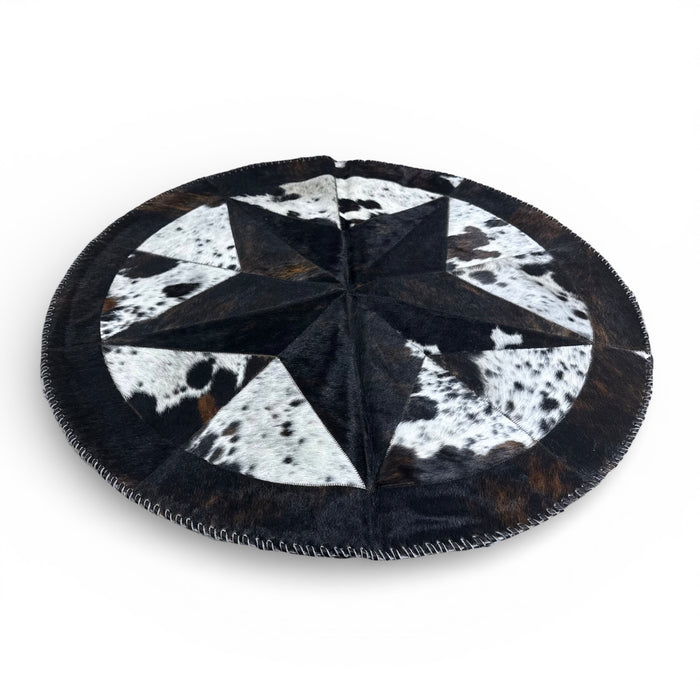 Genuine Cowhide Star Round Rug 5 – 3.5 ft