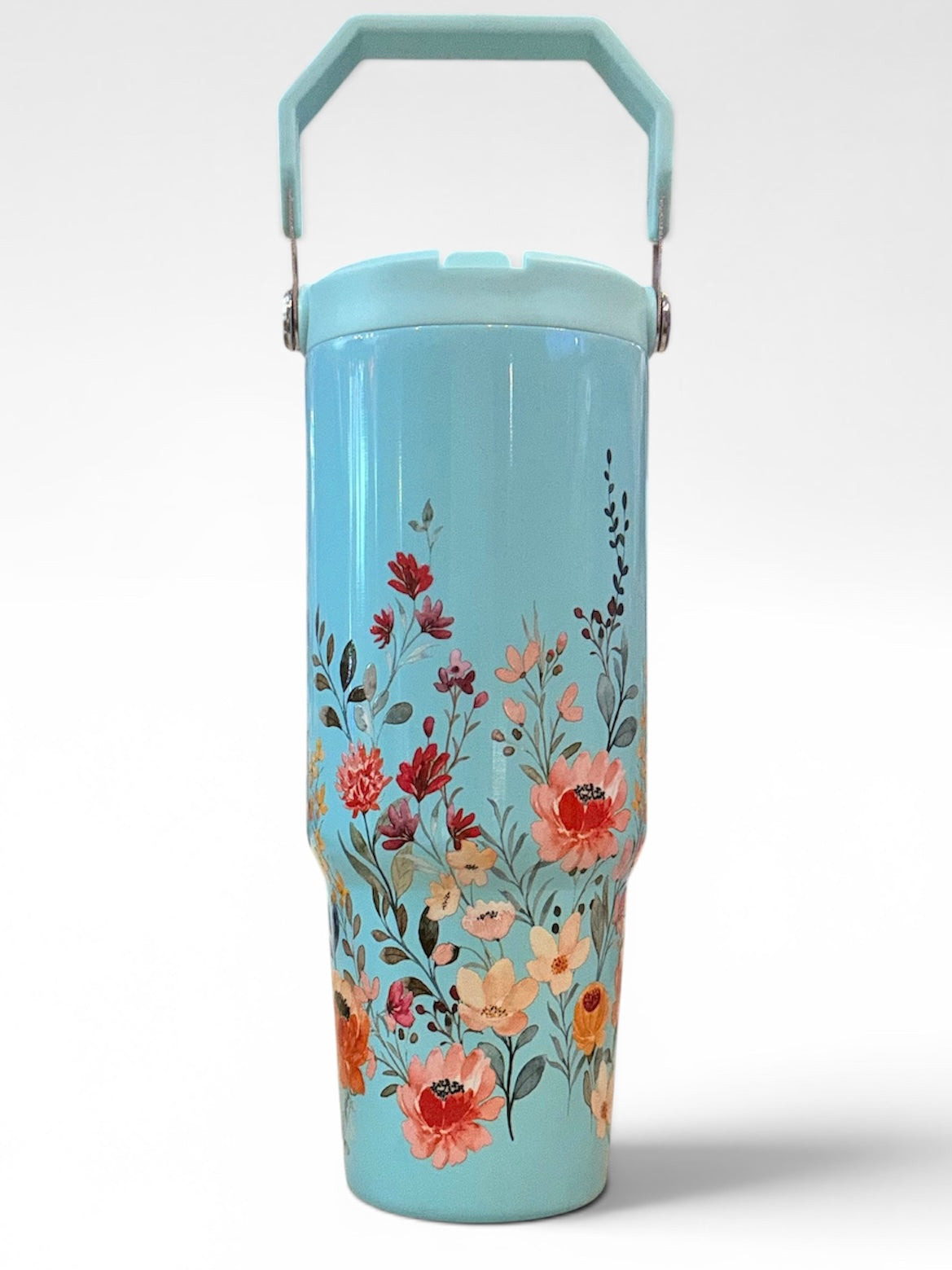 Stainless Steel Floral Top Handle Tumbler 30oz.