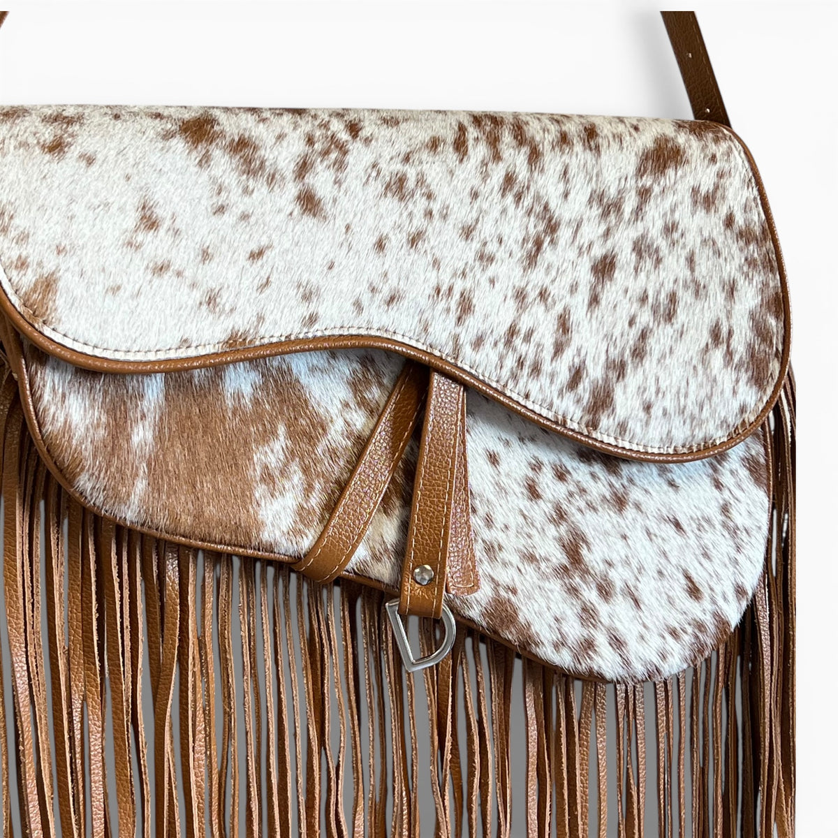 Genuine Cowhide Fringe Saddle Bag