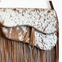 Genuine Cowhide Fringe Saddle Bag