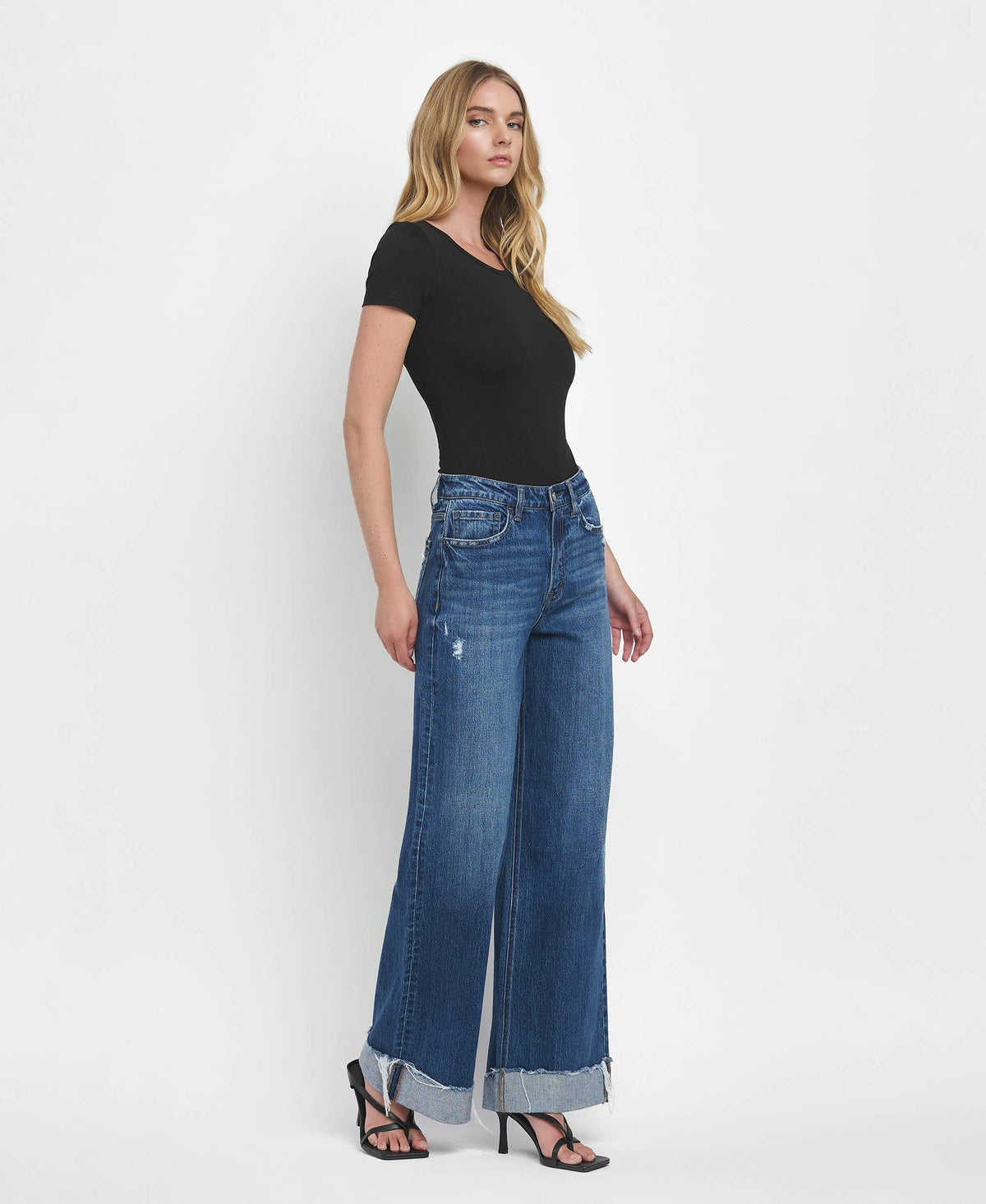 Kris Brilliance Super High Rise Cuffed Baggy Wide Leg Jeans