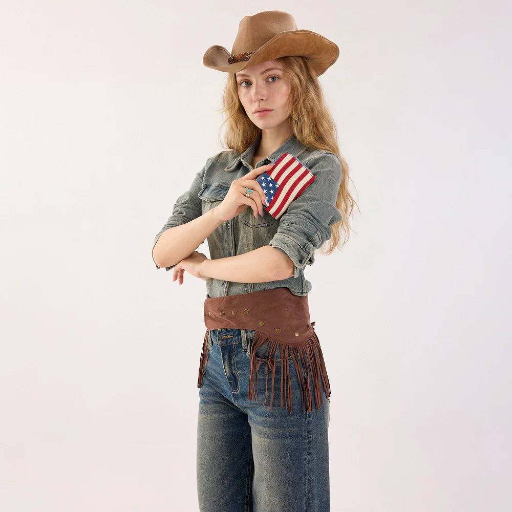 Montana West American Flag RFID Zip Around Wallet
