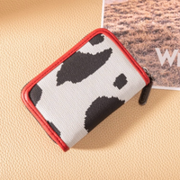 Small Cow Print Zip Wallet In Red