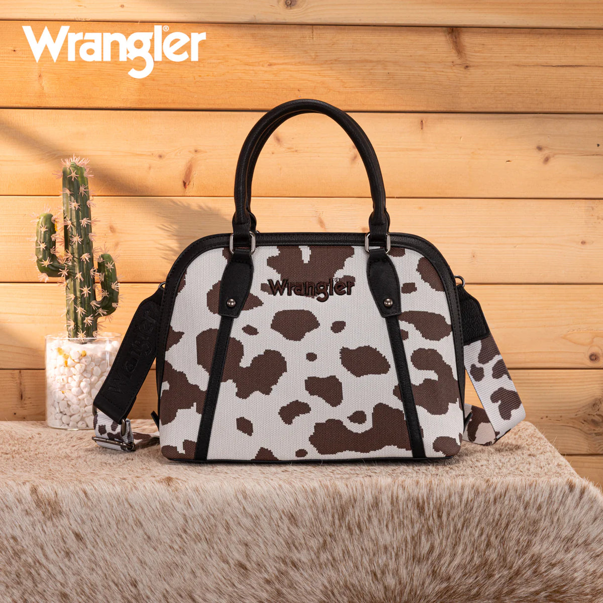 Wrangler Cow Print Satchel Crossbody Purse
