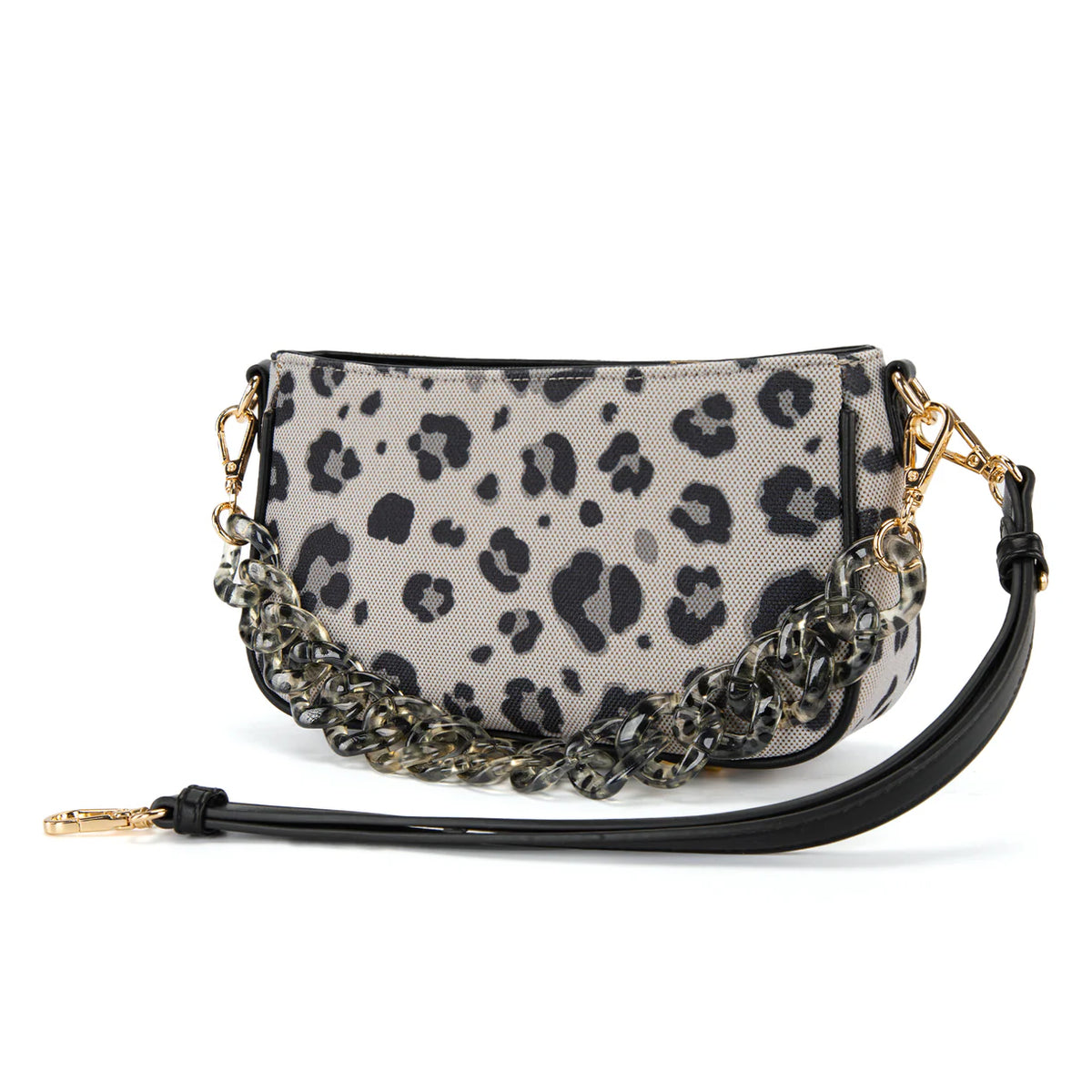 Wrangler Leopard Print Canvas Shoulder Bag with Chain Strap