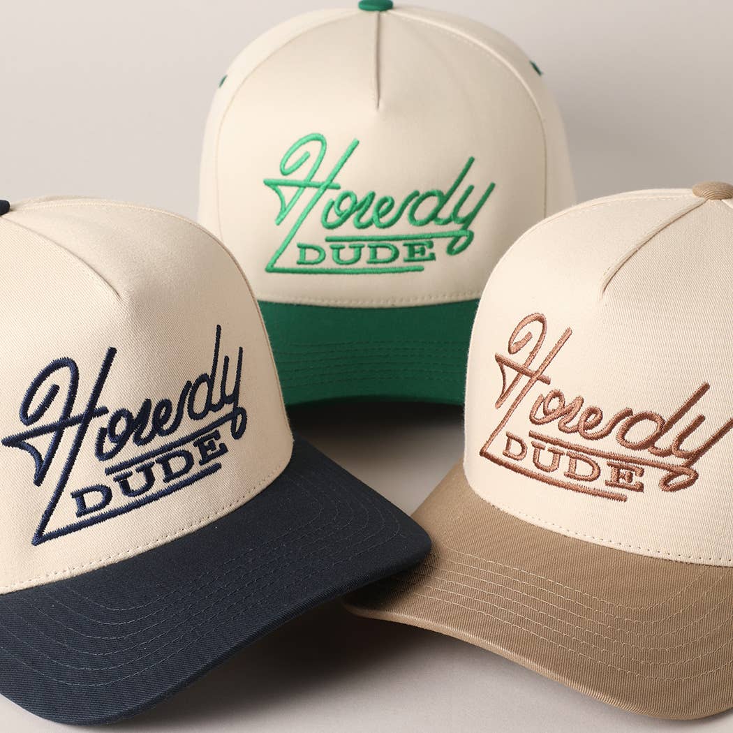 Howdy Dude Embroidery Two Tone Baseball Cap: ONE SIZE
