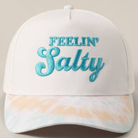 Feelin' Salty Letter Embroidery Tie Dye Trucker Hat: Beige / ONE SIZE