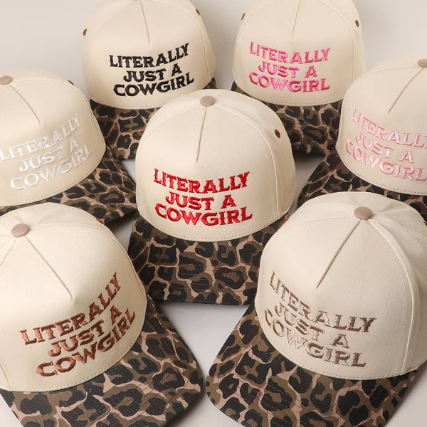 LITERALLY JUST A COWGIRL Leopard Trucker Hat: LEOPARD-BROWN / One Size