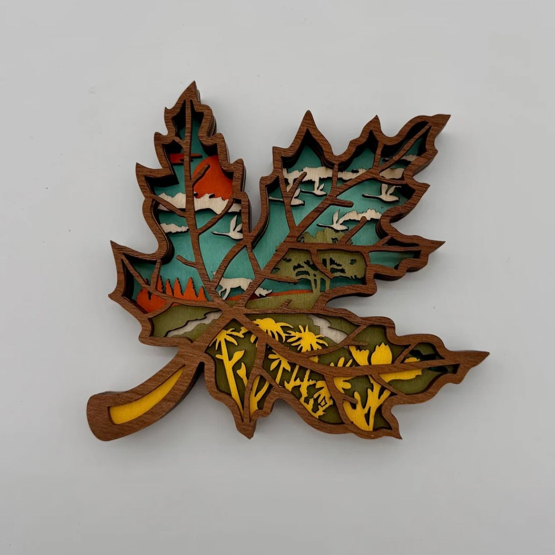Medium Maple Leaf Layered Wood Art