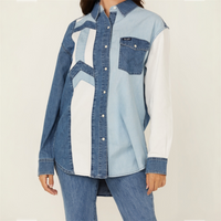 Wrangler Retro Women’s Color Block Denim Long Sleeve Snap Western Shirt