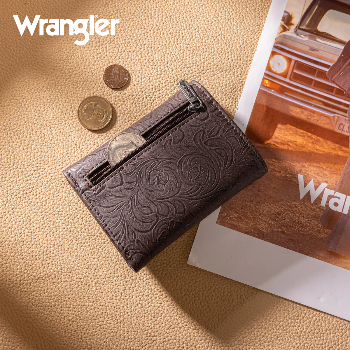 Wrangler Floral Embossed Trifold Wallet