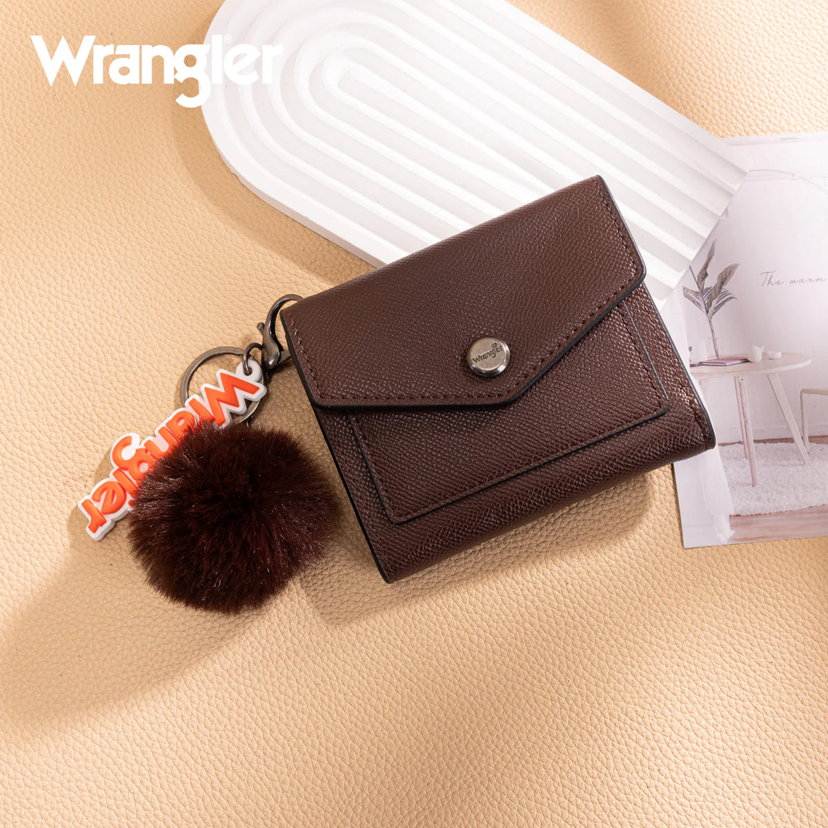 Wrangler Tri-Fold Wallet with Keyring Pom Pom