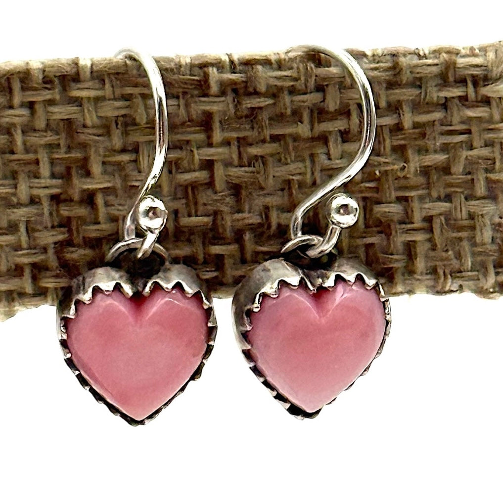 Tiny Pink Conch Heart Dangle Earrings