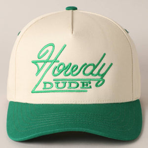 Howdy Dude Embroidery Two Tone Baseball Cap: ONE SIZE