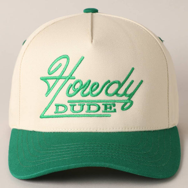 Howdy Dude Embroidery Two Tone Baseball Cap: ONE SIZE
