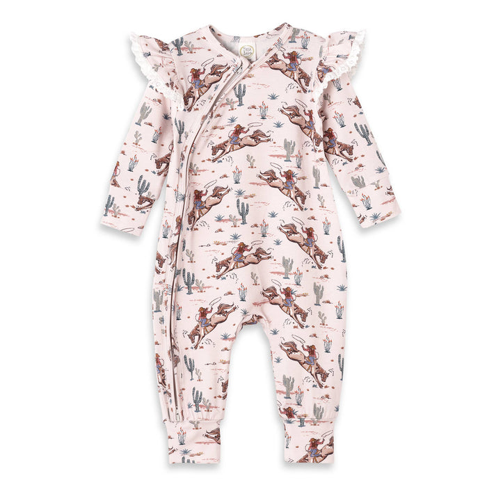 Prairie Princess Baby Girl Bamboo Western Zipper Romper