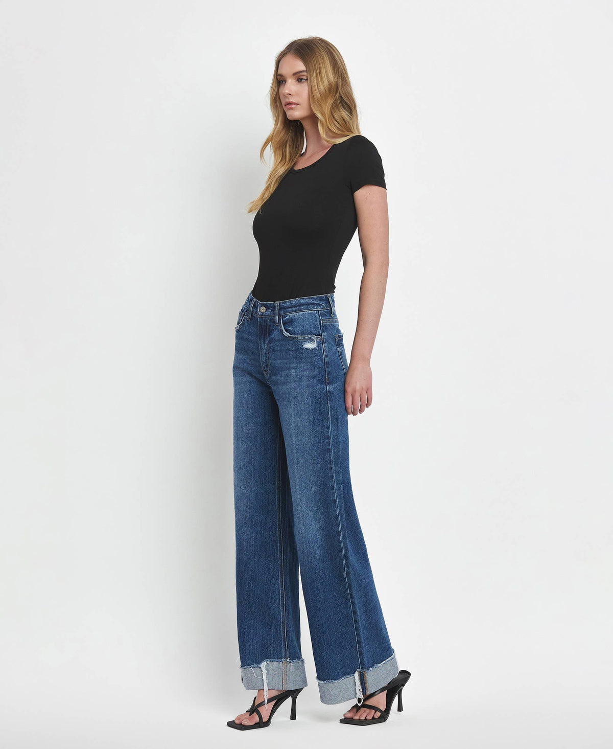 Kris Brilliance Super High Rise Cuffed Baggy Wide Leg Jeans