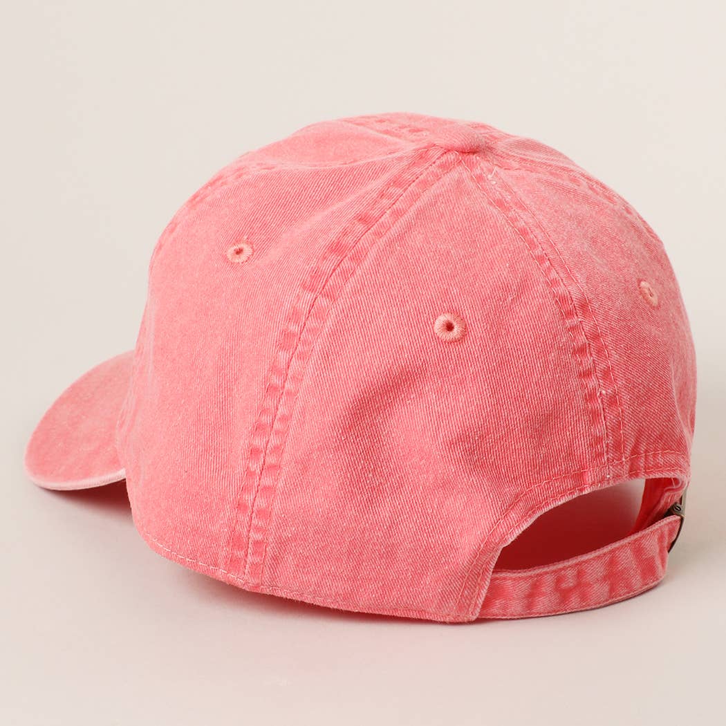 Spice Girl Typography Embroidered Baseball Cap: Coral / One Size