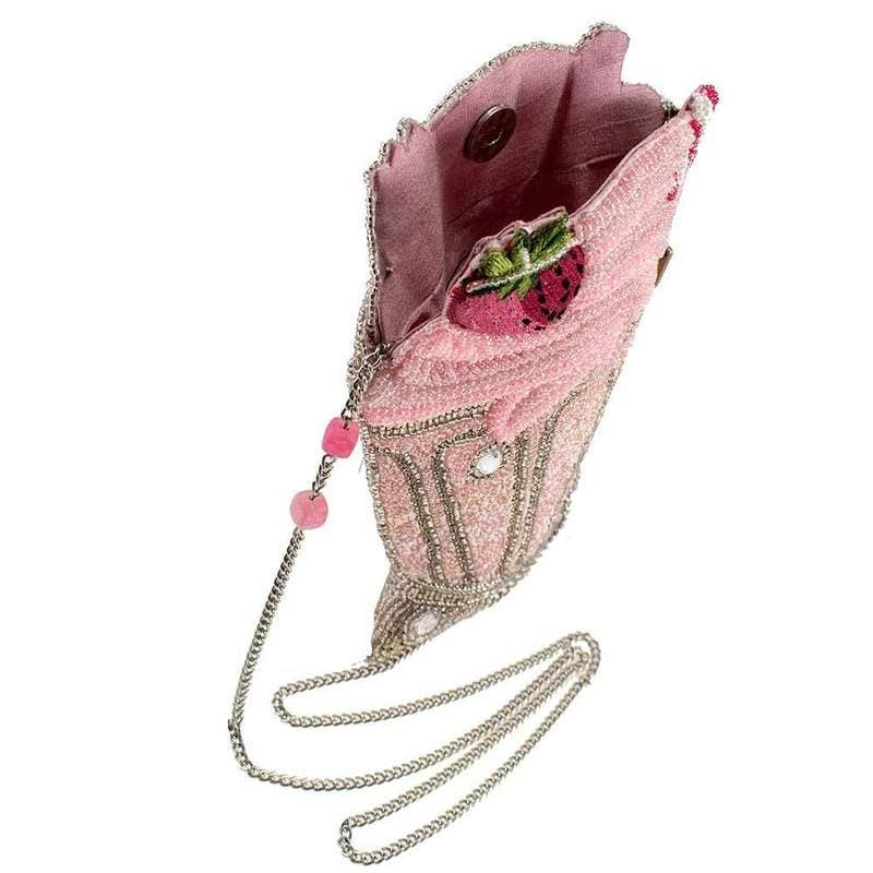 Shake It Up Beaded Pink Milkshake Crossbody HandBag