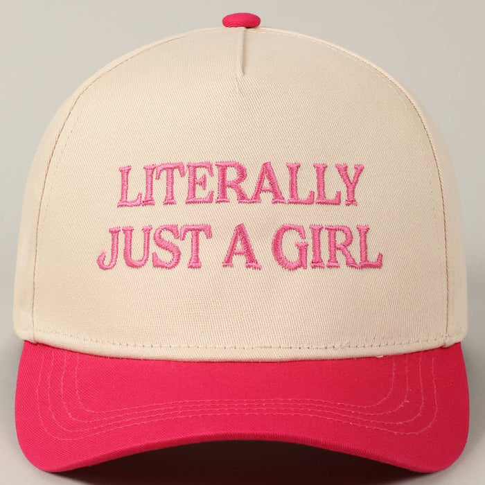 Literally Just A Girl Embroidery Two Tone Trucker Hat: One Size