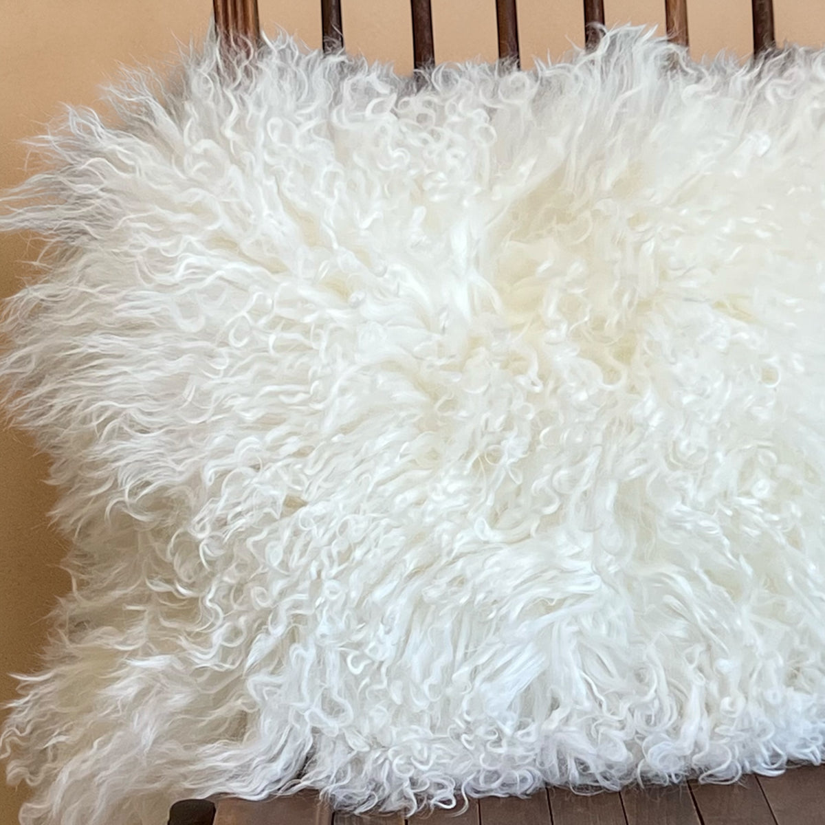 Tibetan Lamb Fur Pillow - White