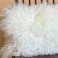 Tibetan Lamb Fur Pillow - White