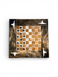 Genuine Cowhide Checkers Board with Longhorn Inlay