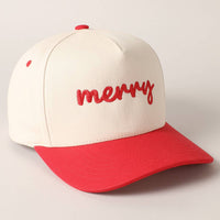 Merry Text Embroidery Canvas Baseball Cap