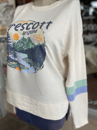 Prescott Arizona Mountain Logo With Stripe Womens Long Sleeve