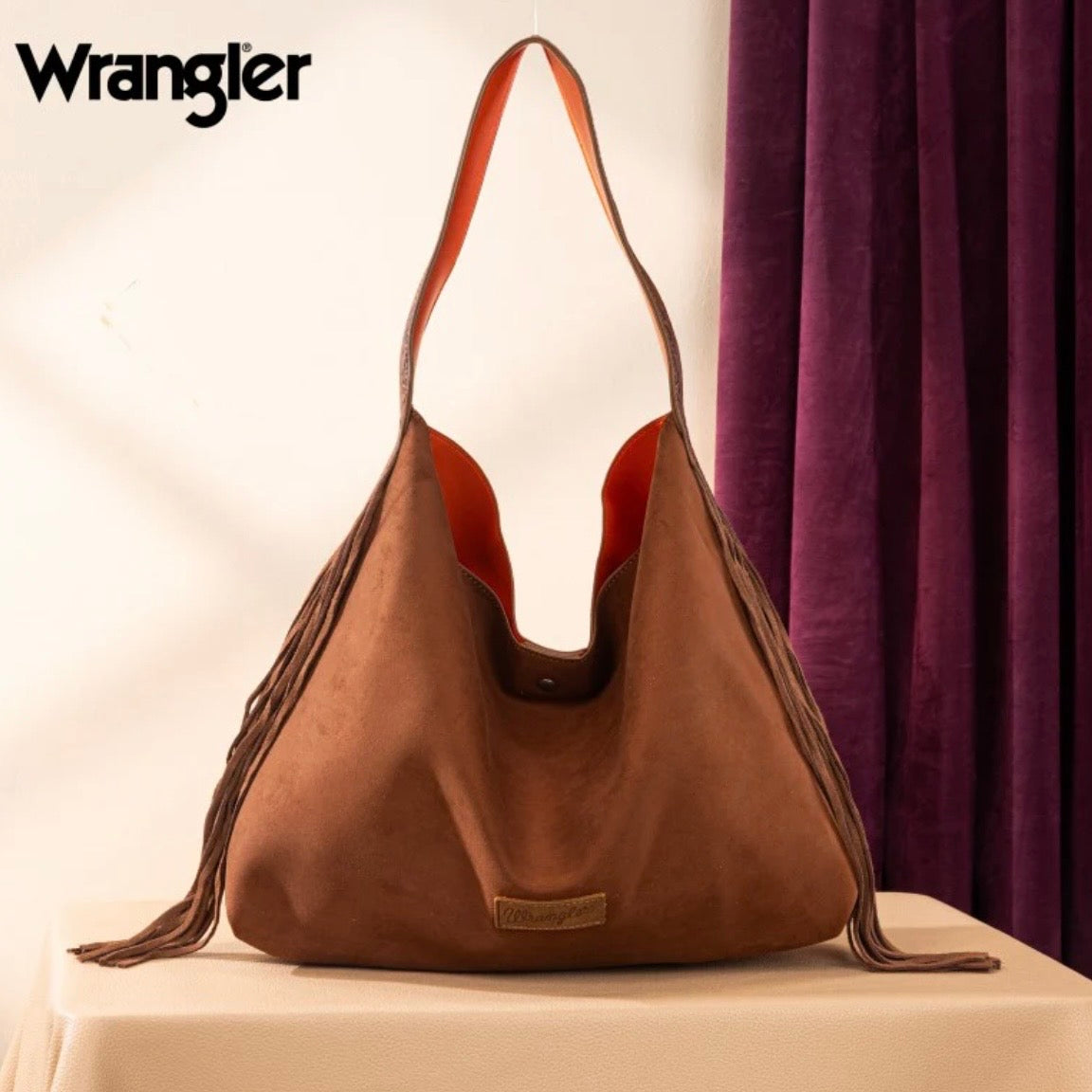 Wrangler Fringe Floral Tooled Hobo Bag