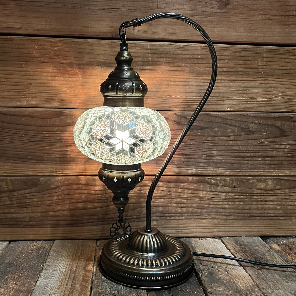 Handmade Half a Heart Turkish Lamps - White
