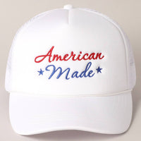 American Made Embroidery Mesh Back Trucker Hat : White / ONE SIZE