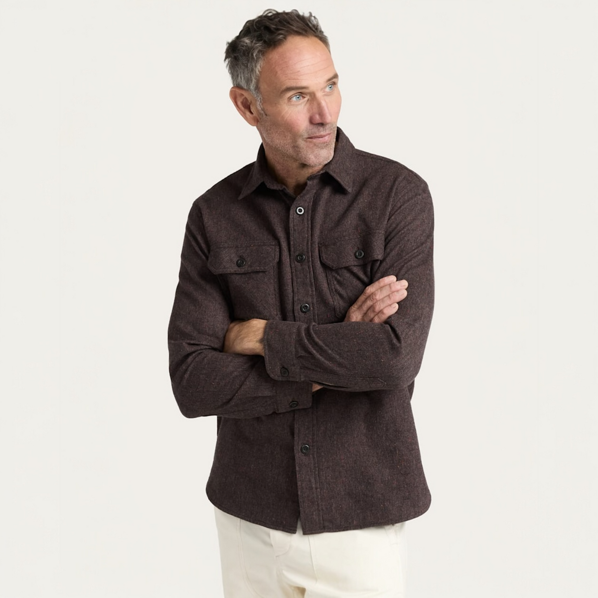 MEN'S PENDLETON BURNSIDE COTTON FLANNEL SHIRT-BROWN HEATHER