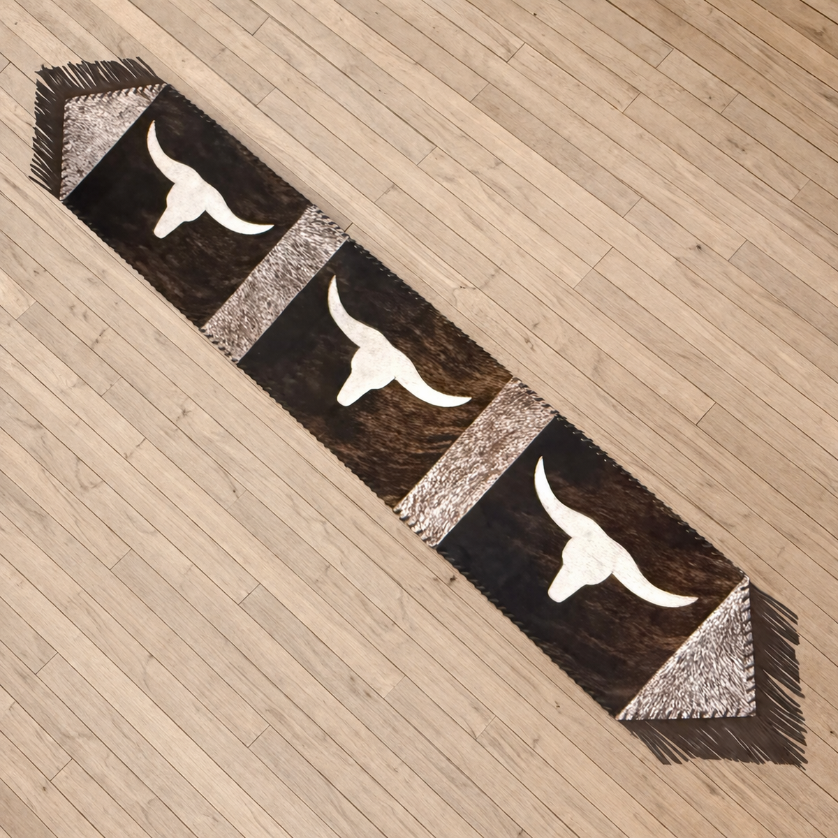 Large Cowhide Table Runner - Longhorn